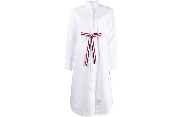 THOM BROWNE Grosgrain Belt Oxford Shirt Dress