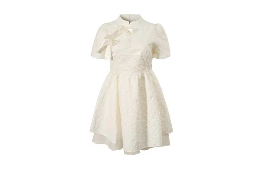 CPAURA Short Sleeved Dress Women's Ecru
