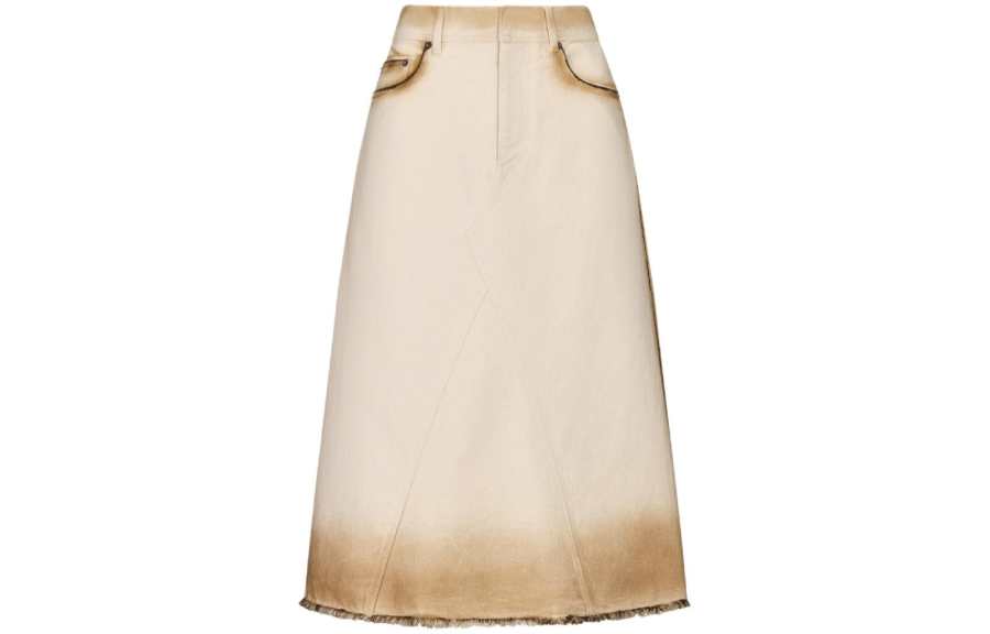 DIOR SS24 Denim Long Skirt Women's White