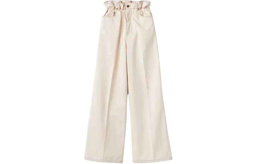 MIU MIU Jeans Women's Beige Moderate Straight Fit Pants