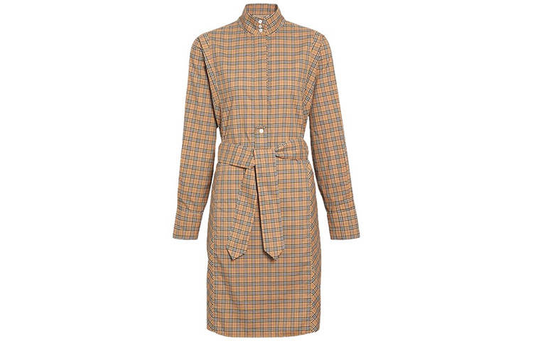 Burberry Long Sleeved Dress Women's Classical Style Yellow 80337331