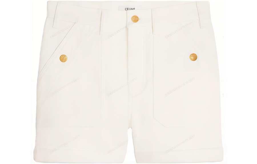 CELINE CELINE Suzanne Logo Patch Denim Shorts