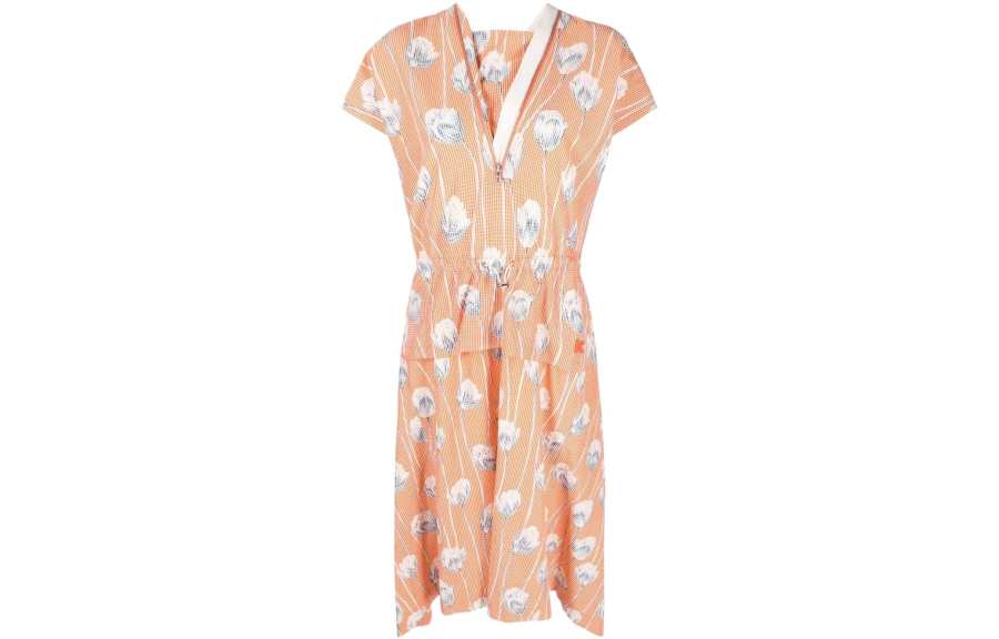 KENZO 【Previous Season】graphic-floral print gingham midi dress