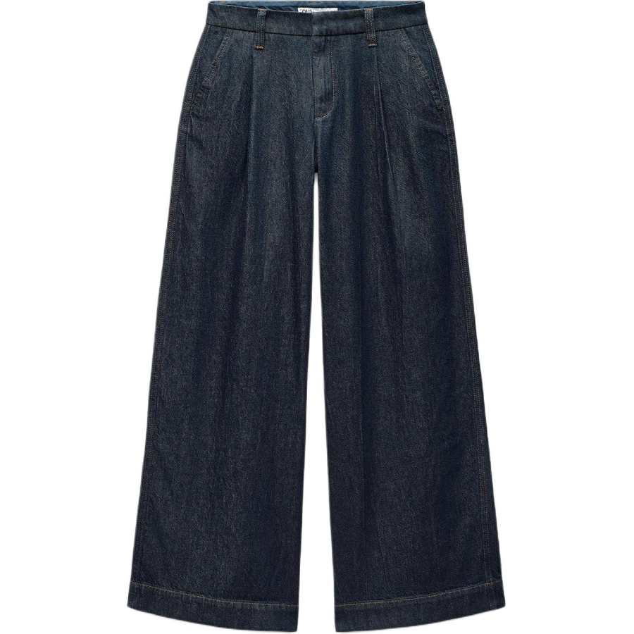 ZARA Jeans Women's Dark Blue Moderate Wide Leg Pants
