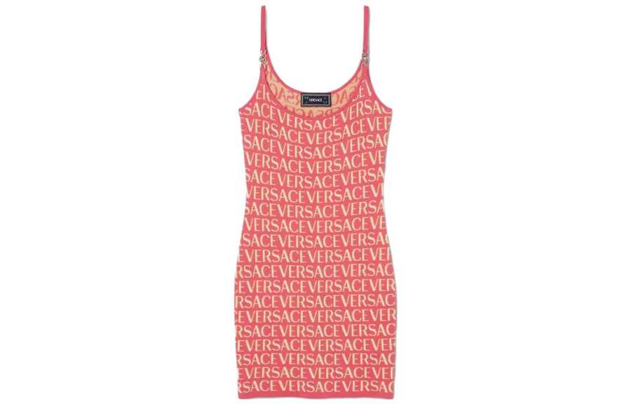 VERSACE VERSACE Monogram Knit Mini Dress 'Fuchsia Pink'