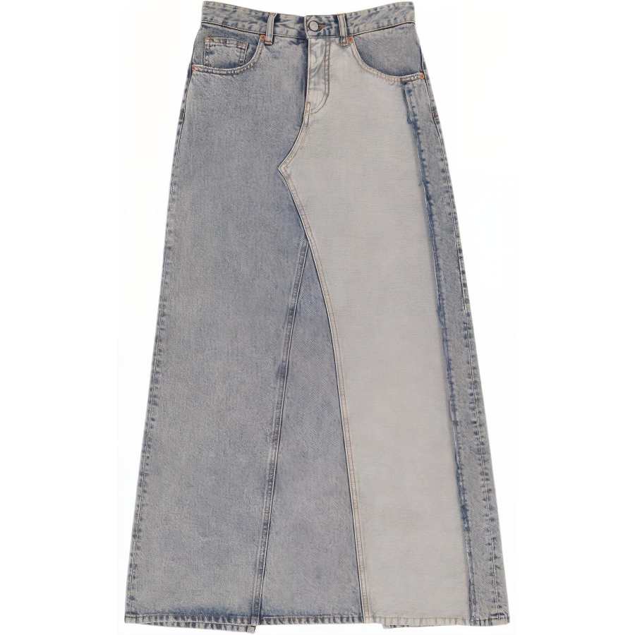 MM6 Maison Margiela Logo Patch Slit Denim Maxi Skirt
