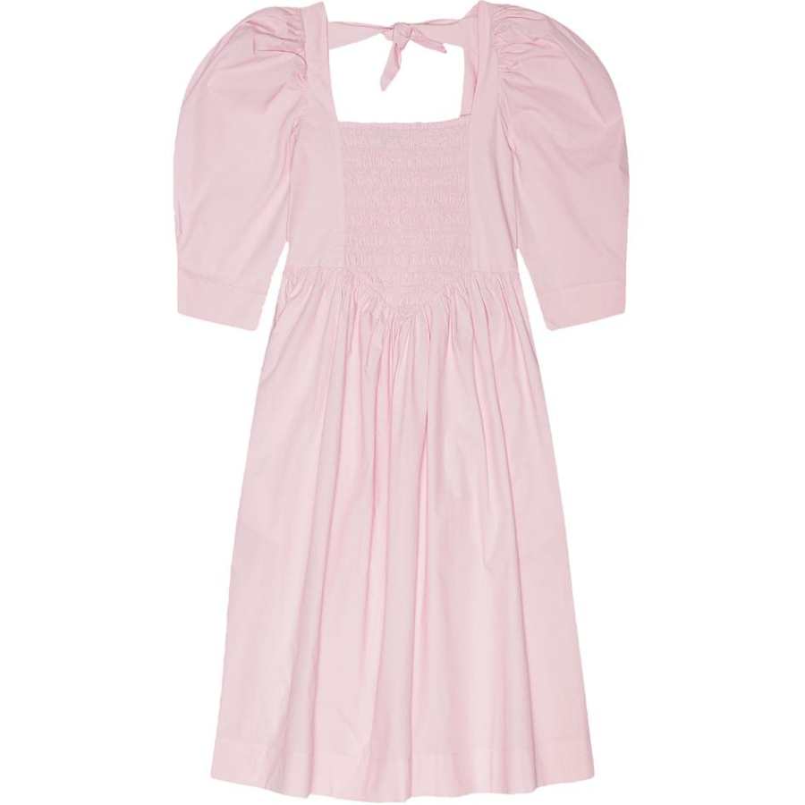 GANNI Ruched Ribbon back Dress