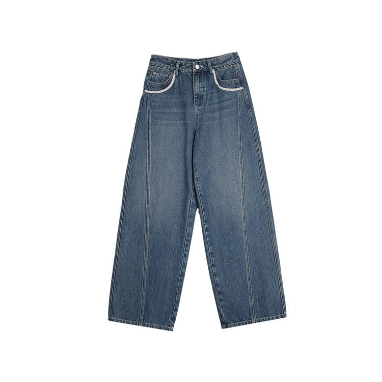 ELLE Jeans Women's Denim Blue Moderate Wide Leg Pants