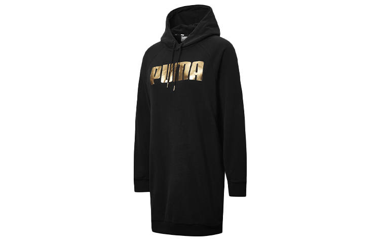 PUMA Long Sleeved Dresses Women's Black Hooded Thickened Short