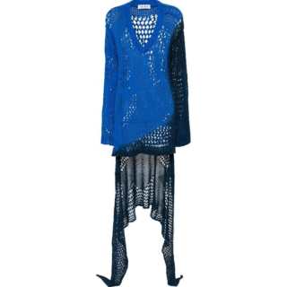The Attico V Neck Crochet Knit Mini Dress