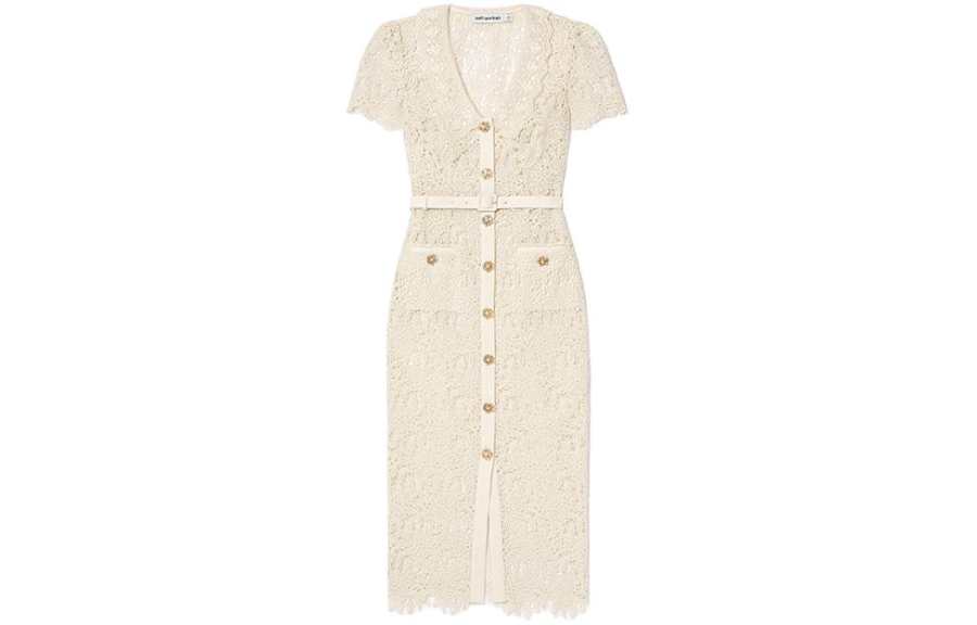 Self-portrait Self portrait Short Sleeved Dress Women's Ivory White