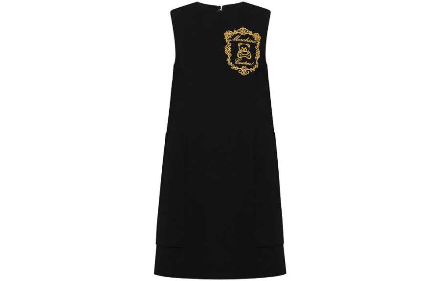 MOSCHINO Sleeveless Dresses Women's Black Crew Neck