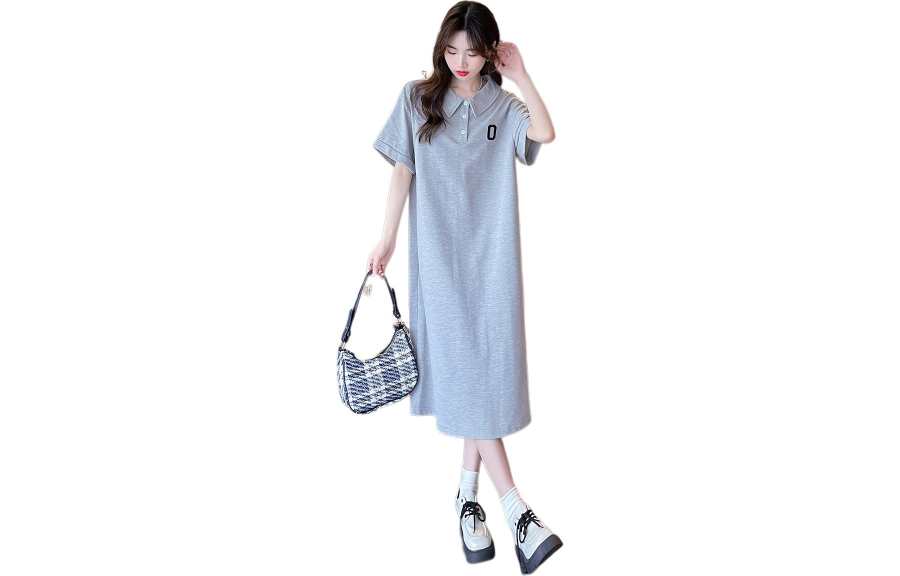 Tonlion Short Sleeved Dress Women's Light Heather Gray