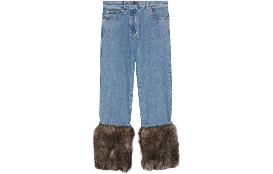 GUCCI Jeans Women's Blue Moderate Straight Fit Pants