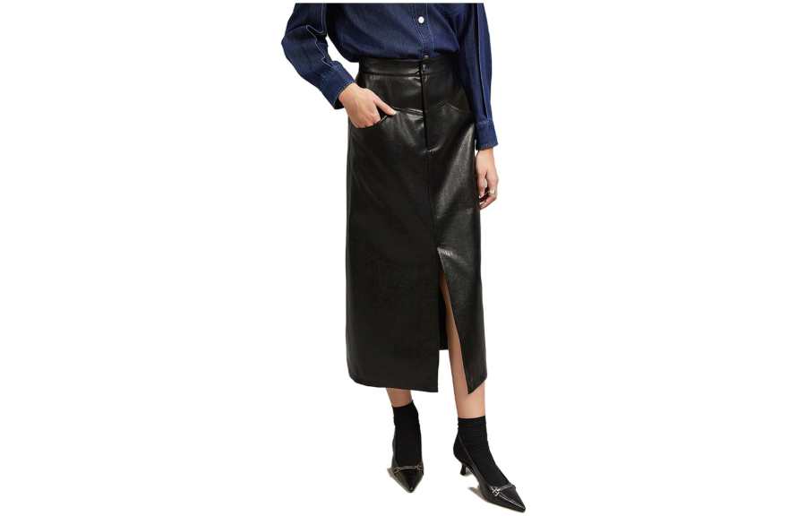 ELLE Leather Long Skirt Women's