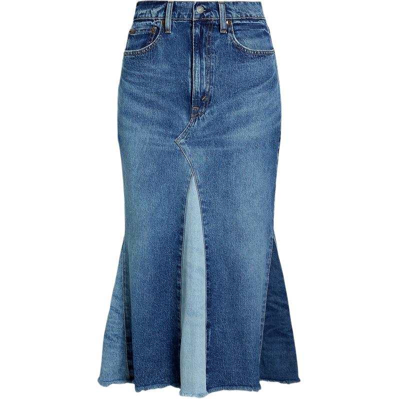 Polo Ralph Lauren Patchwork Denim Maxi Skirt
