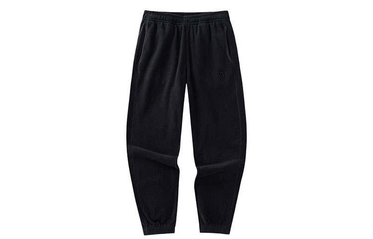 ANTA Variety Training Collection Knitted Sweatpants Women's Night Black Thickened Cuffed Pants
