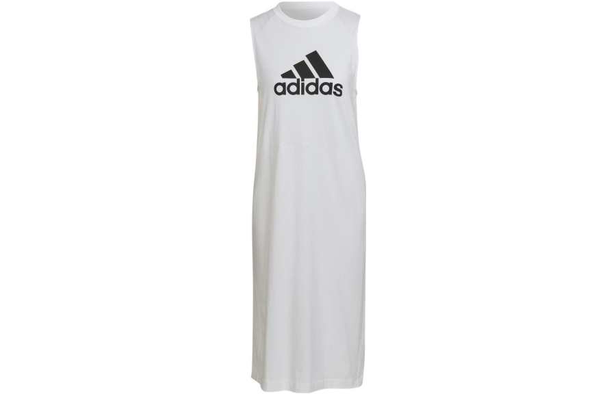 Adidas Adidas Sleeveless Dresses Women's White Crew Neck Moderate Mid Length