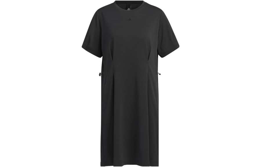 Adidas Adidas Short Sleeved Dresses Women's Black Crew Neck Moderate Mid Length