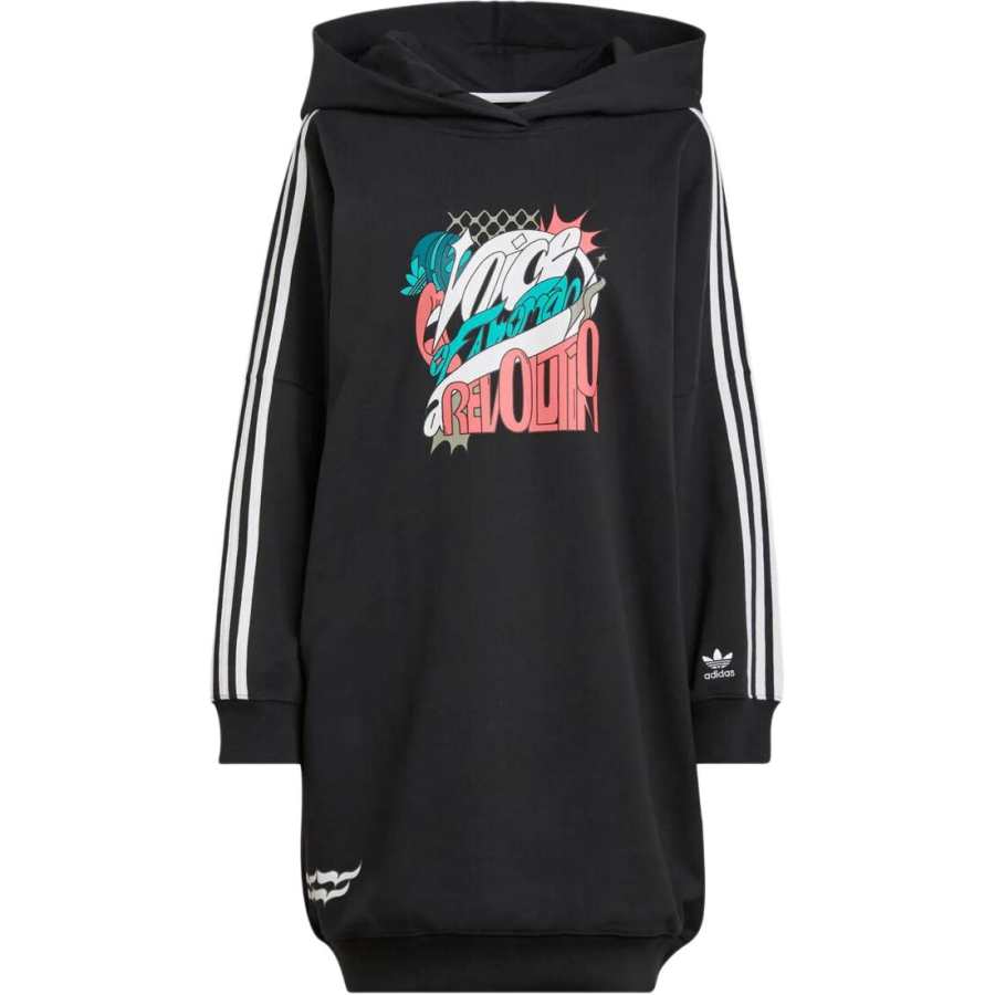 Adidas Originals Long Sleeved Dresses Women's Black Hooded Moderate Mid Length