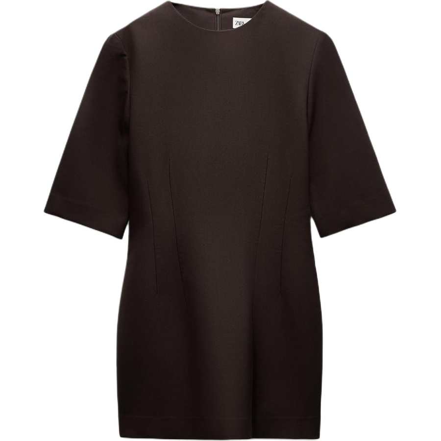 ZARA ZW Short Sleeved Dress Women's Brown