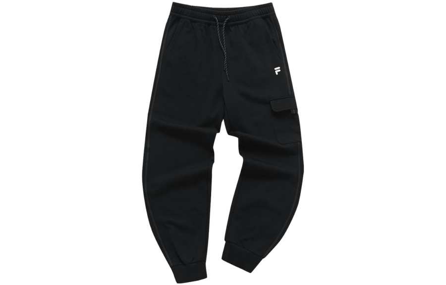 FILA FUSION Knitted Sweatpants Women's Jet Black Moderate Cuffed Pants