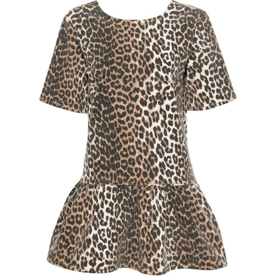 Ganni leopard-print denim minidress