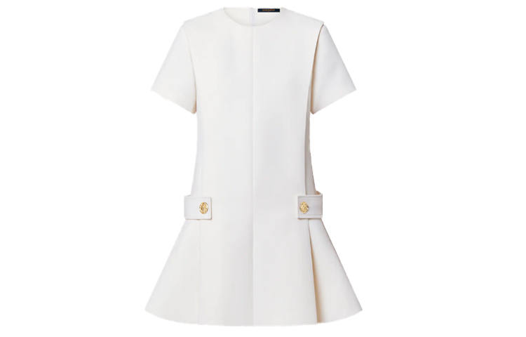 LOUIS VUITTON Short Sleeved Dress Women's White