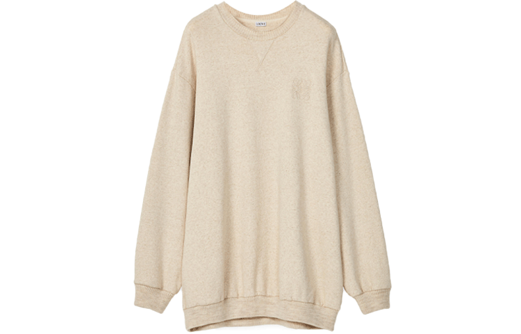 LOEWE Long Sleeved Dresses Women's Beige Crew Neck Moderate Short
