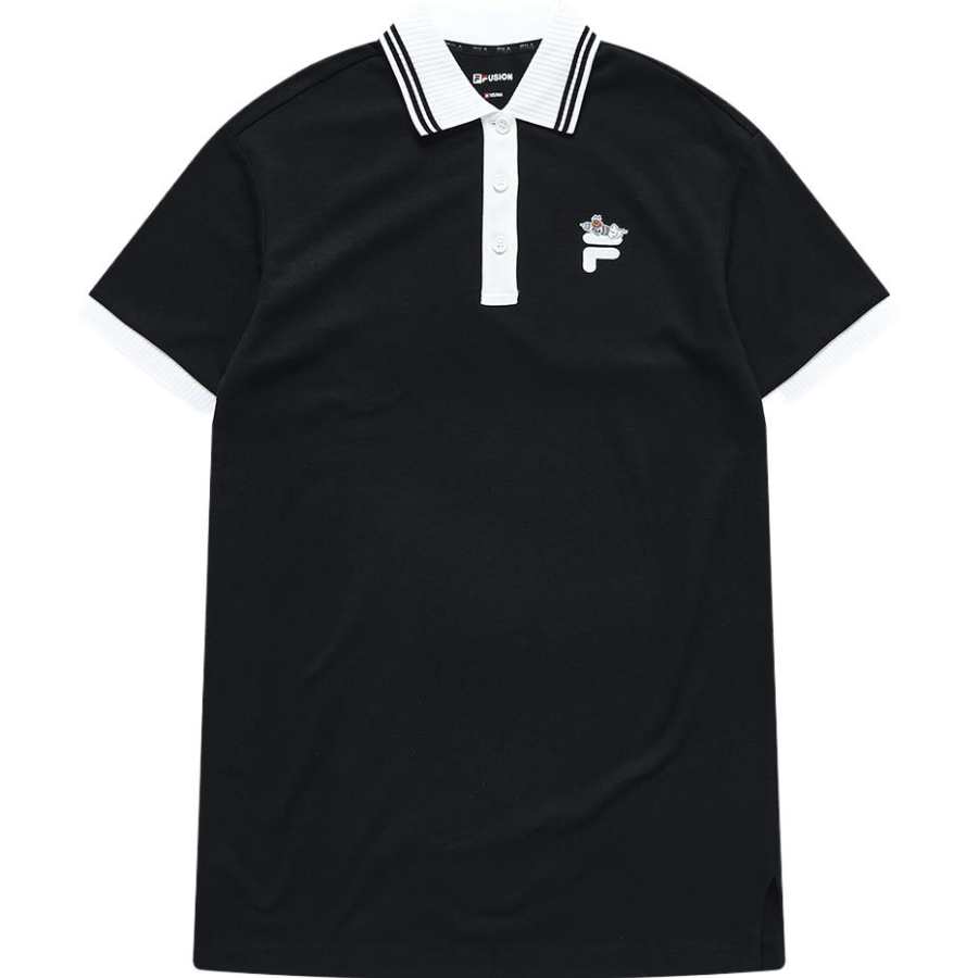 FILA FUSION POLO Short Sleeved Dress Women's Pitch Black