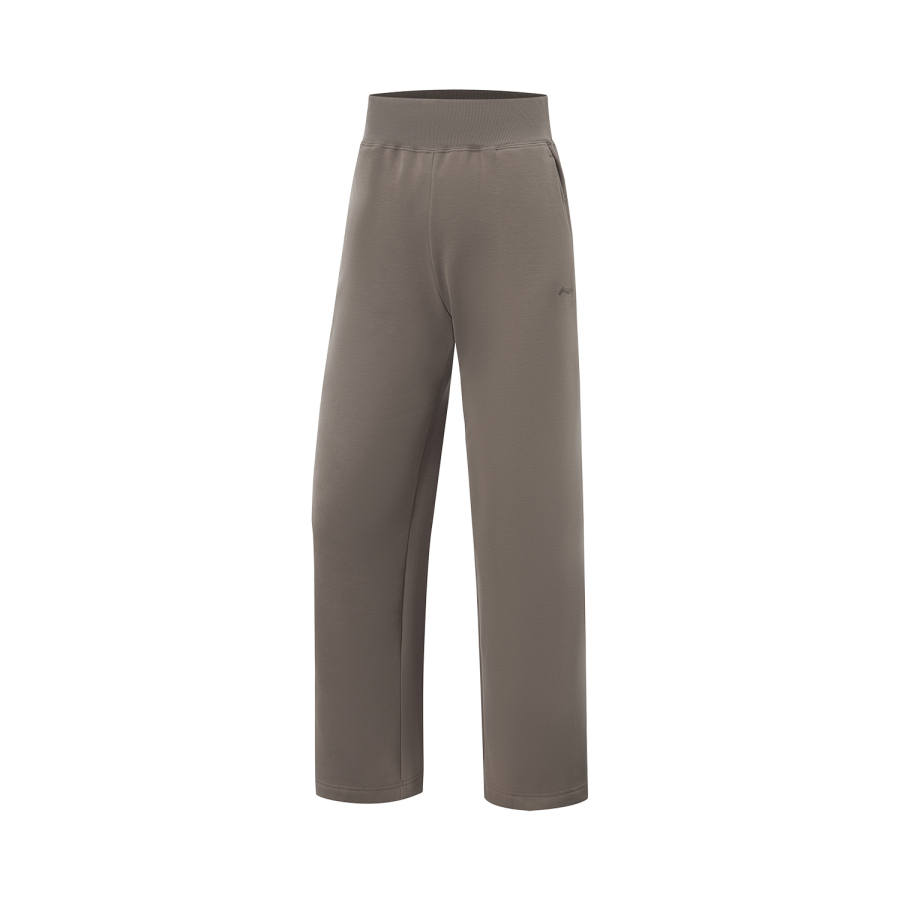 Li-Ning Li Ning Fitness Series Sports Fleece Lined Thermal Casual Pants Women's Tree Gray Brown