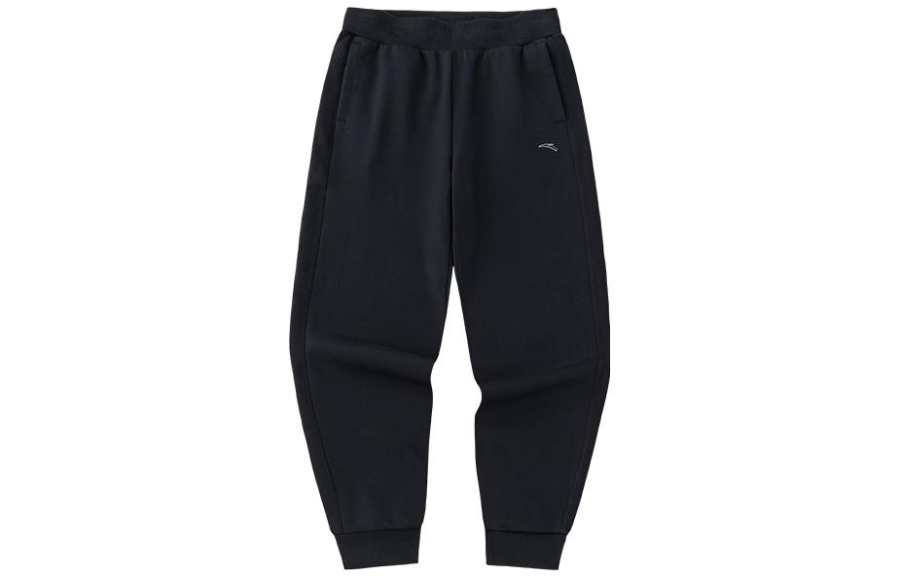 ANTA Variety Training Collection Knitted Sweatpants Women's Black Thickened Cuffed Pants