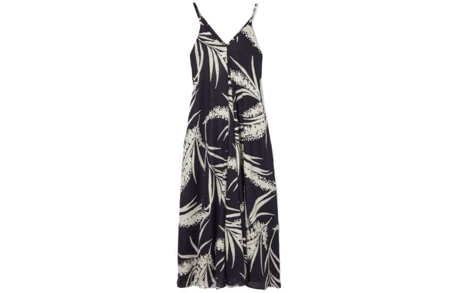 COS Slip Dresses Women's Black V Neck Thin Mid Length