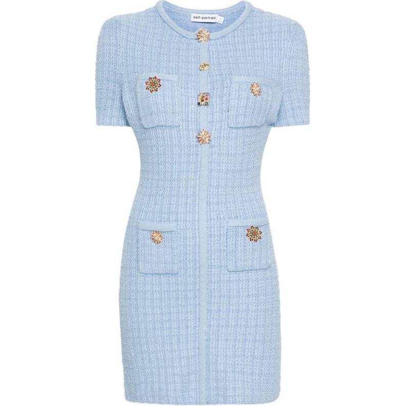 Self-portrait Tweed Knitted Mini Dress