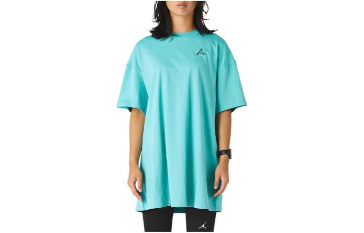 Jordan Jordan ESSENTIALS Short Sleeved Dresses Women's Turquoise Crew Neck Moderate Short