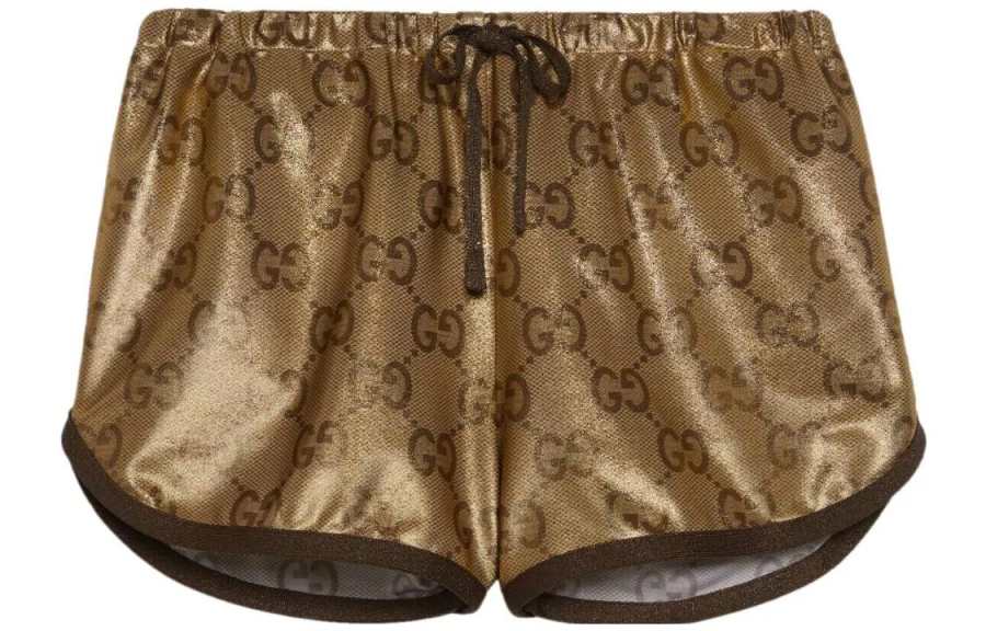 GUCCI metallic monogram drawstring shorts