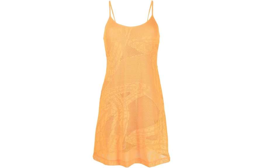 DIESEL Slip Dresses Women's Yellow Crew Neck Thin Mid Length