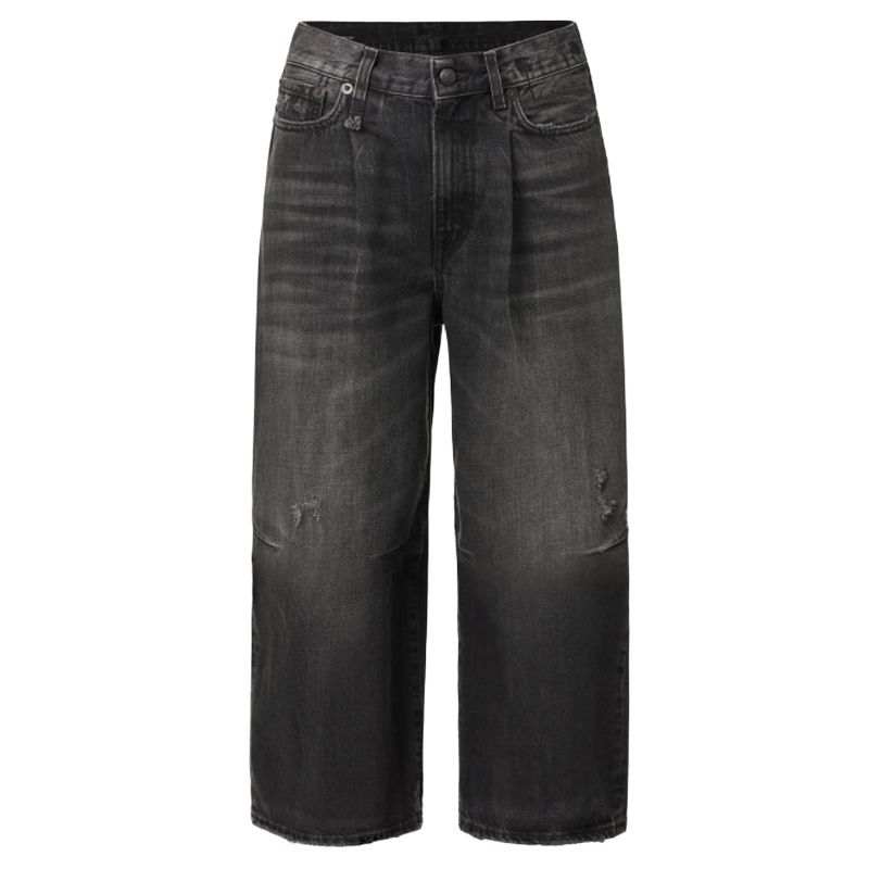 R13 R13 Distressed Cropped Wide Leg Jeans