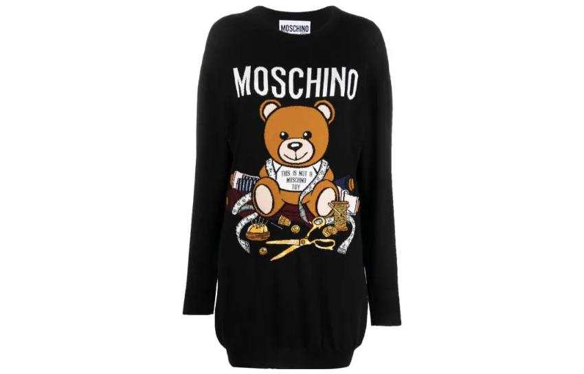 MOSCHINO Intarsia knit Cotton Mini Dress