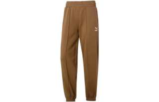PUMA Knitted Sweatpants Women's Brown Thickened Cuffed Pants