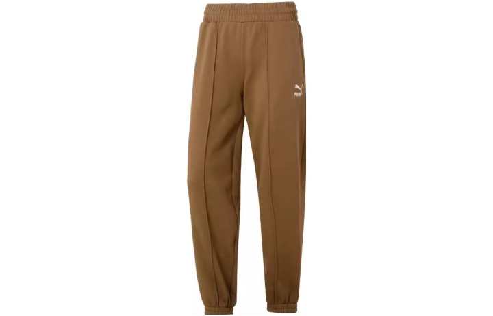PUMA PUMA Knitted Sweatpants Women's Brown Thickened Cuffed Pants