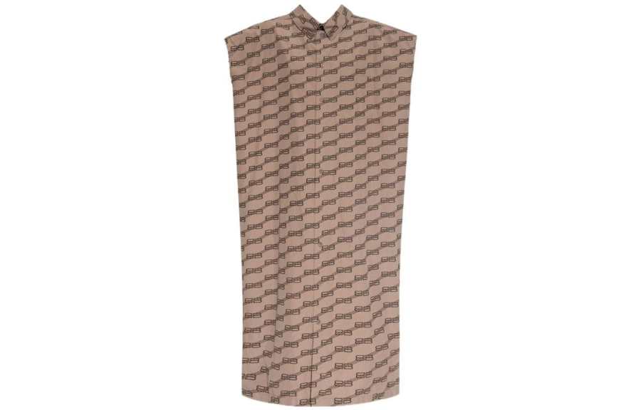 Balenciaga Short Sleeved Dresses Women's Brown Moderate Mid Length