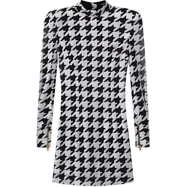 BALMAIN BALMAIN Long Sleeved Dresses Women's Black Turtleneck Moderate Short