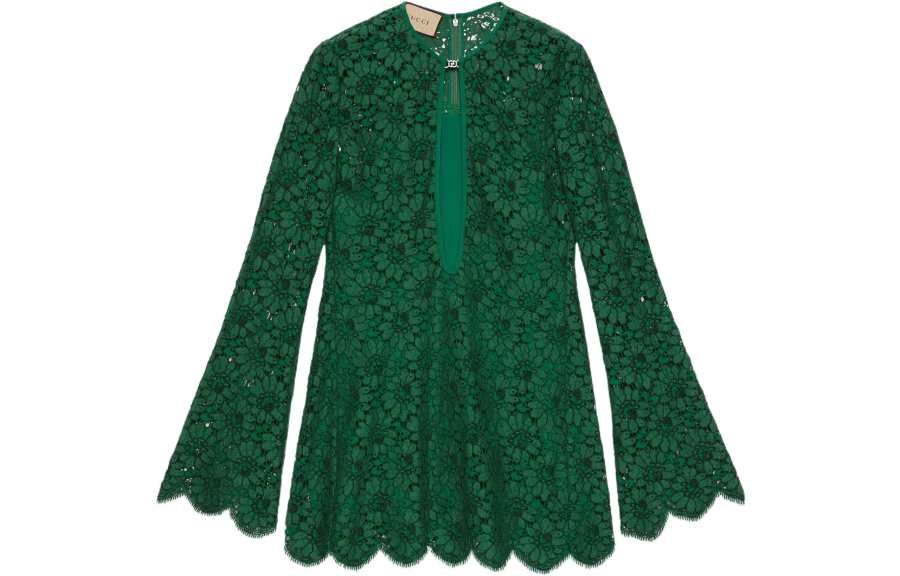 GUCCI SS22 Long Sleeved Dress Women's Green