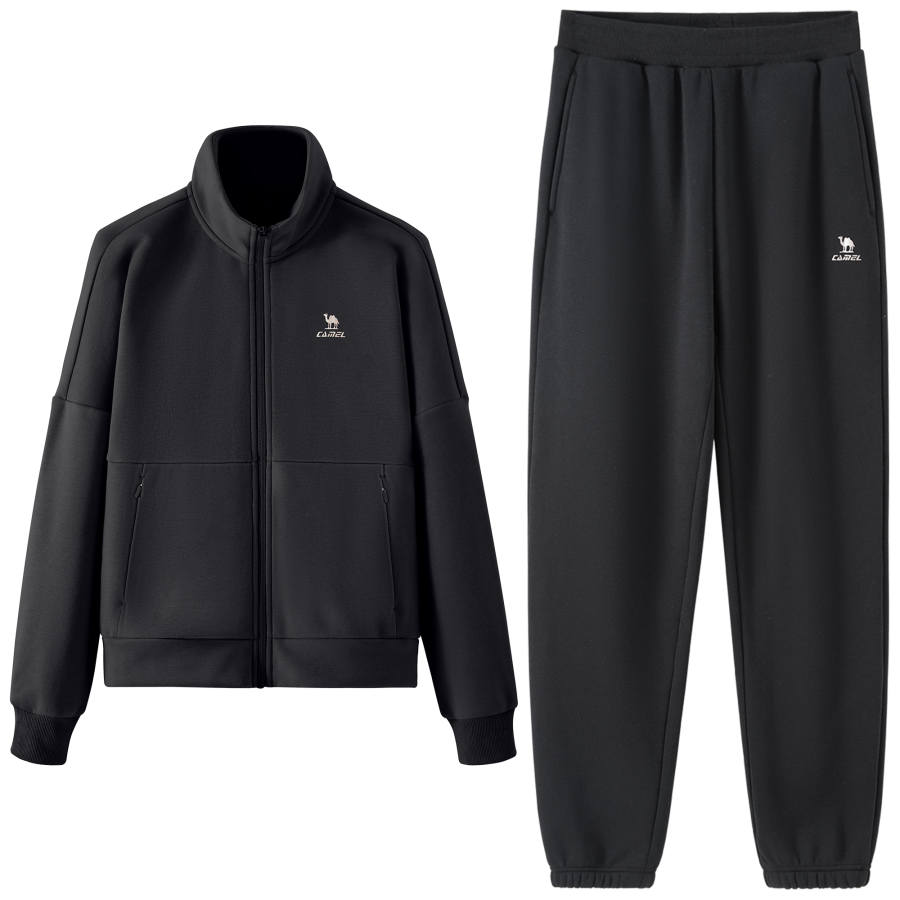 CAMEL Urban Function Series Fleece Lined Stand Collar Coat Elastic Cuff Pants Casual Sweatshirt Set Women's