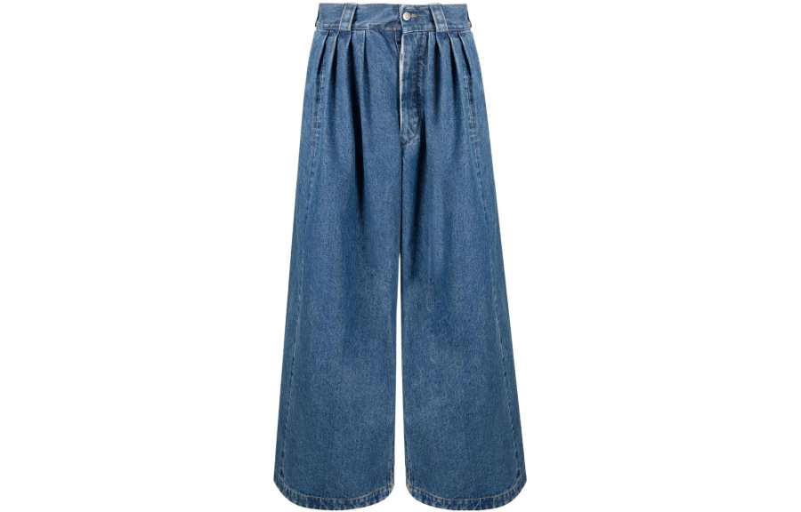 Maison Margiela Jeans Women's Blue Moderate Wide Leg Pants