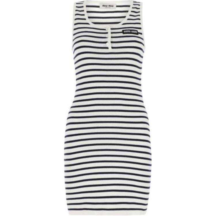 MIU MIU SS23 Sleeveless Dress Women's Black White