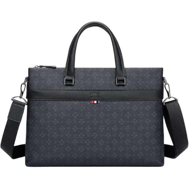 SEPTWOLVES Cow Leather Shoulder Bag, Crossbody Bag, Briefcase Large Men's Black