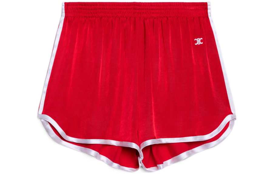 CELINE SS22 Satin Sports Shorts Women's Red