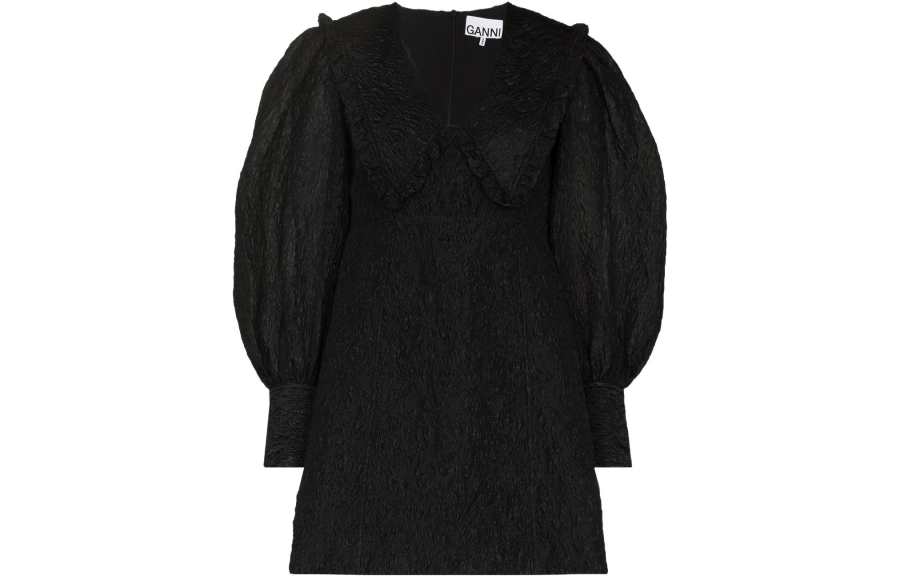 GANNI SS22 Long Sleeved Dress Women's Black